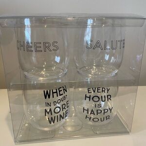 Clear Stemless Wine Glass Set